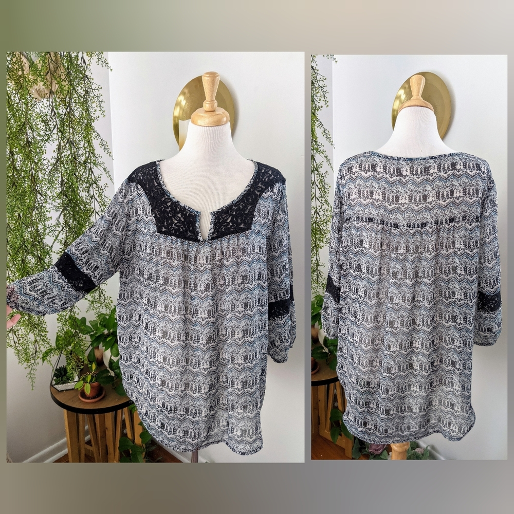Mossimo | Printed 3/4 Sleeve Blouse | XXL